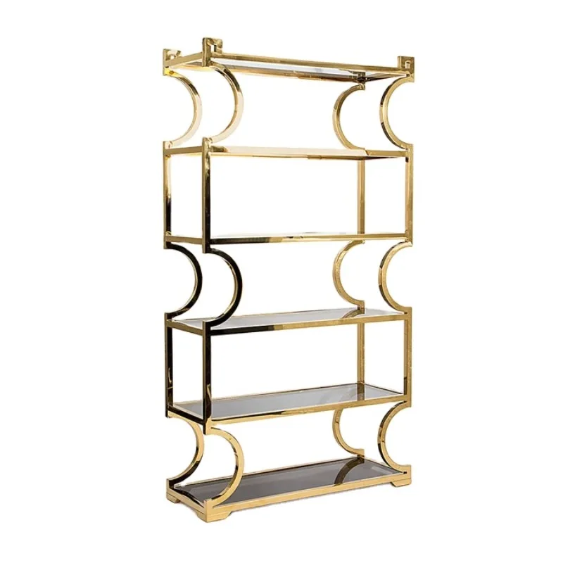 

Modern Gold Stainless Steel Frame Wedding Glass Top Wine Rack Decorative Wine Rack