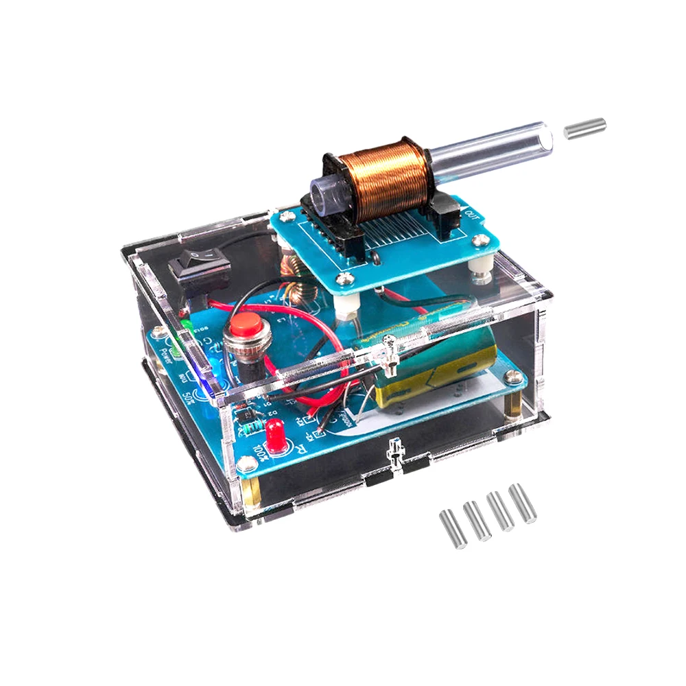 Acrylic Case Without Battery HU-064 High Voltage Electromagnetic Gun DIY Kit Coil Booster Module Welding Exercise Circuit Making