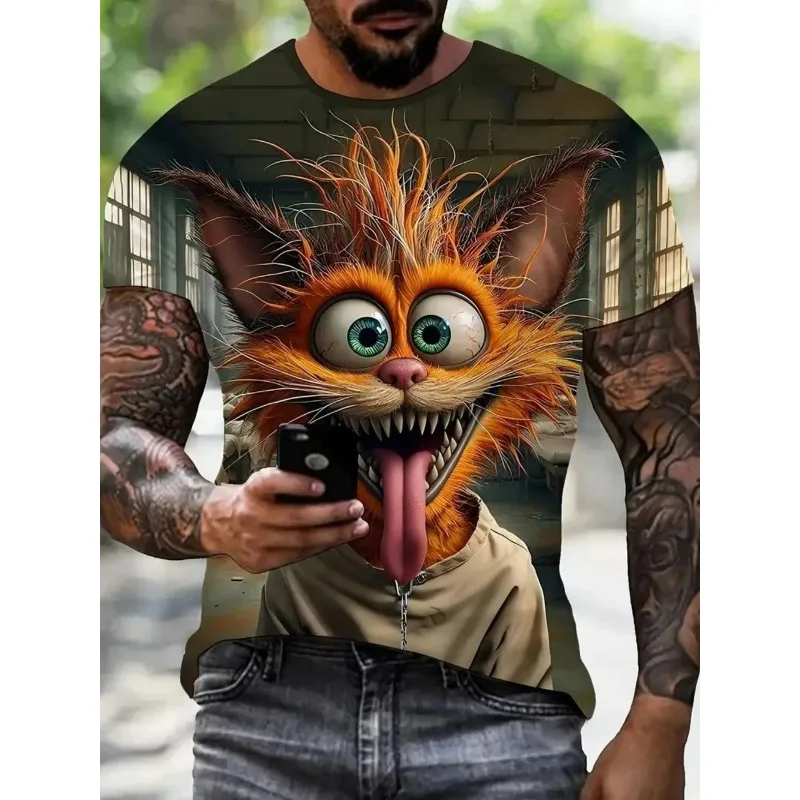 Summer Mens Casual Breathable 3D Printed Pattern Outdoor Comfortable Fashion Round Neck Home Regular Travel Street Style T-shirt