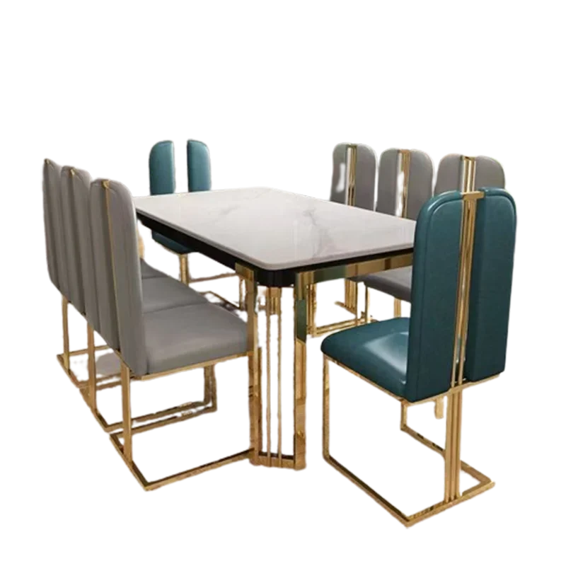 Metal Nordic Luxury Dining Table Kitchen Chairs Natural Design Center Dining Table Restaurant Marble Eettafel Home Furniture