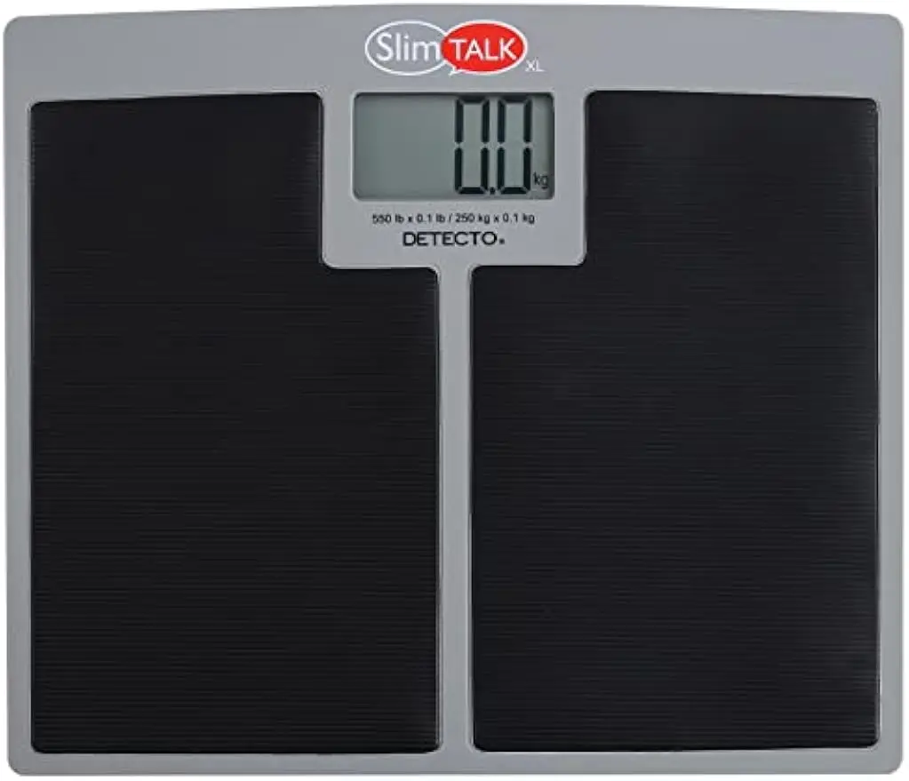 

Говорящие весы для ванной комнаты емкостью 550 фунтов, очень широкая платформа для безопасности, голосовой английский/испанский язык