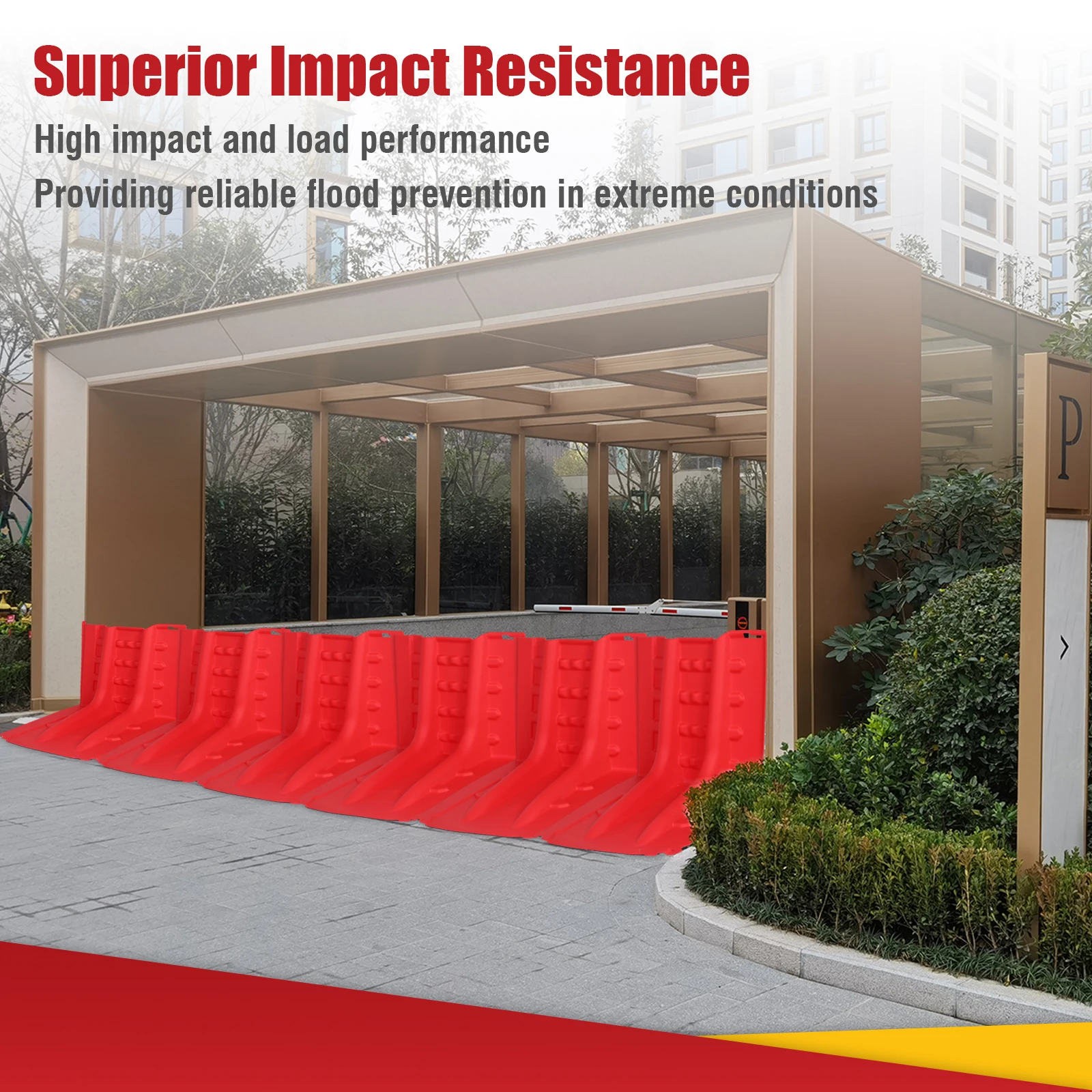 Barreira de prevenção de inundações, 52cm, 6 peças, plástico abs, cobertura rápida de barreira de inundação, implantação rápida para rames de desvio de rio, rodovias