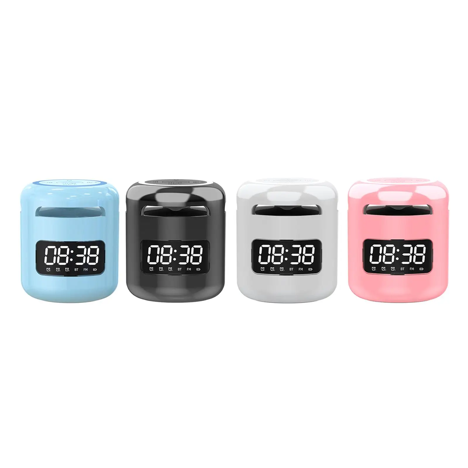 Bluetooth Speaker Clock Alarm Mini USB Rechargeable with FM Radio Digital Display HD Sound Night Light TF Card for Home Teens