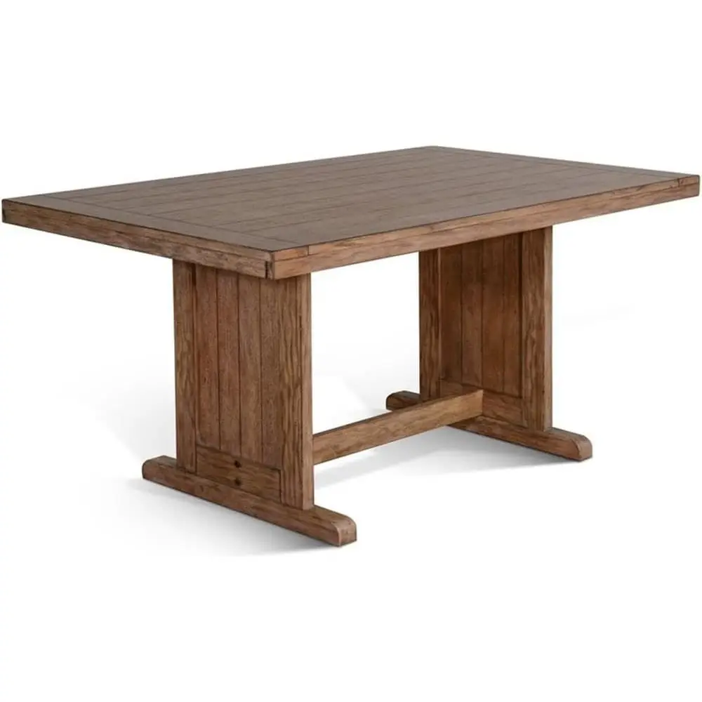 

60" armhouse Maany Wood Table in Taupe Brown, Solid Wood truction, Sturdy and Durable, Kitchen or Dining Table, Rustic armhouse