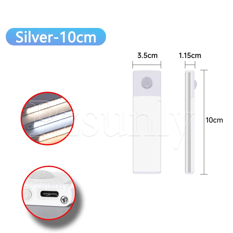 Nachtlampje LED Kast Licht USB Oplaadbare Bewegingssensor Licht Geschikt Voor Keuken Garderobe Kast Verlichting 30 cm/40 cm/50 cm