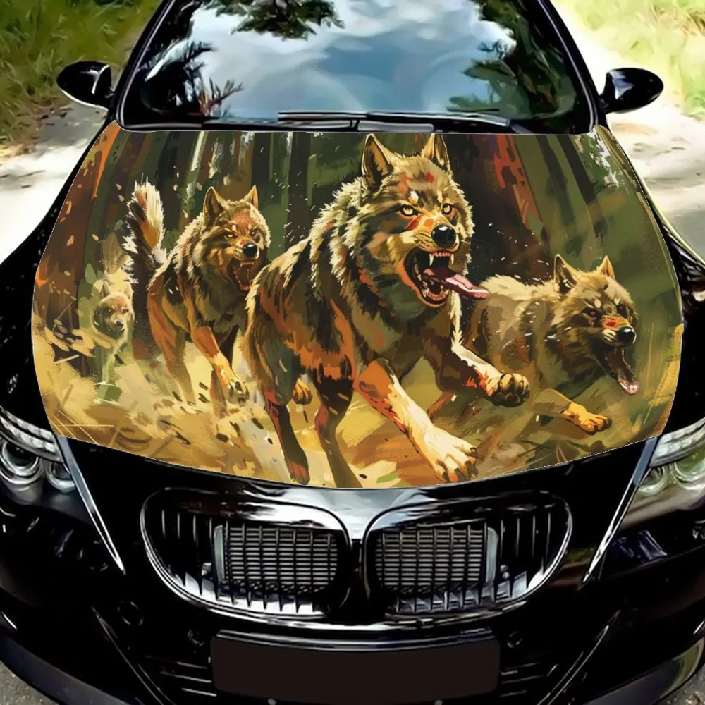 

Волк с острыми зубами, кровотечающий рот, обертка на капот автомобиля, цветная виниловая наклейка, графический капот грузовика, автоаксессуары, декор, наклейка, подарок