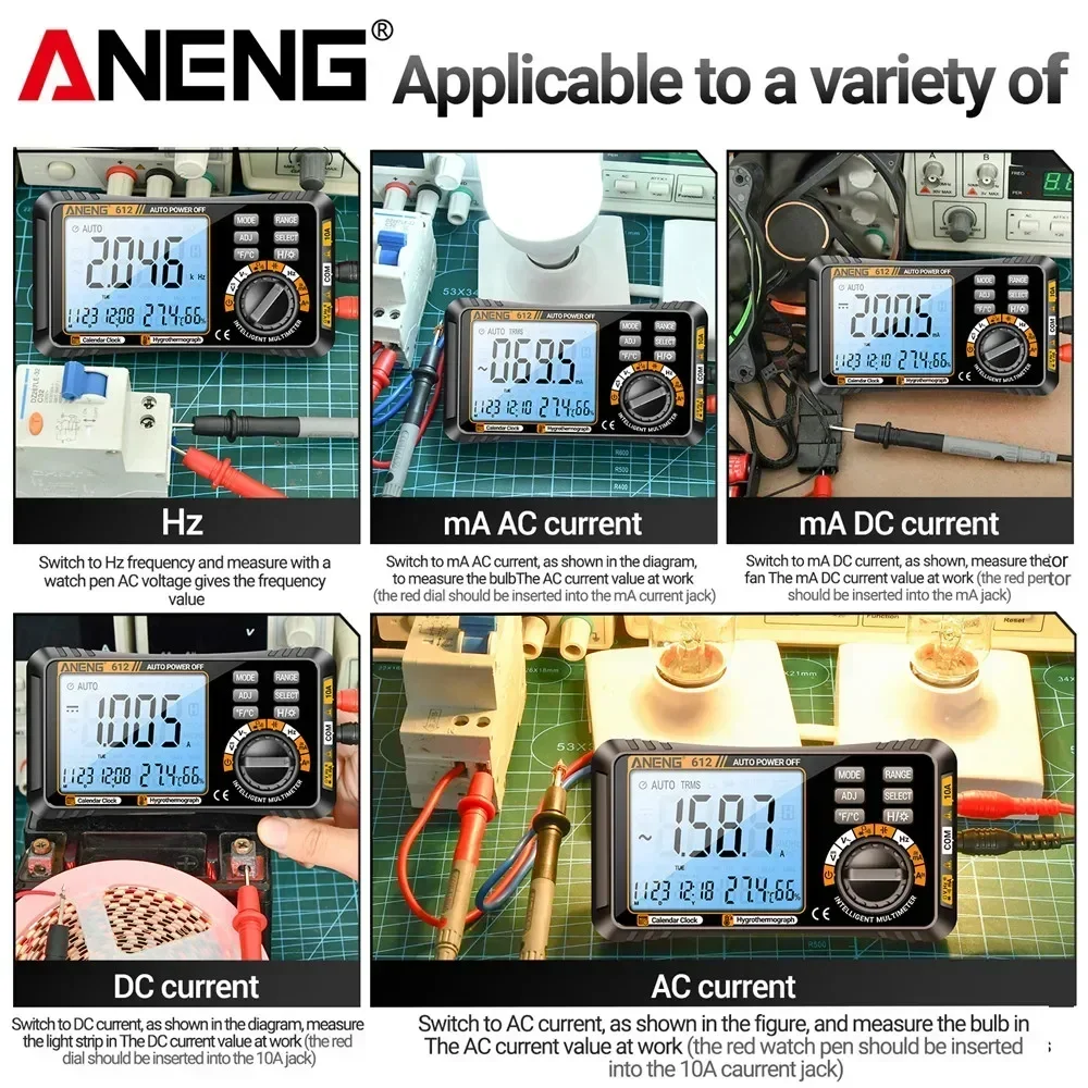 ANENG 612 스마트 디지털 멀티미터, AC DC 전류 전압 커패시턴스, 전문 측정 멀티메트로 테스트 도구