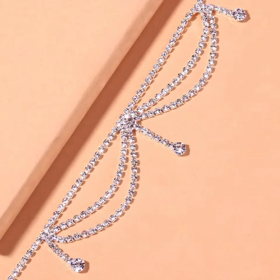 Glands Style incrusté cubique zircone chaîne cheville pour les femmes mode couleur argent cheville plage pieds chaîne Bracelet pied bijoux