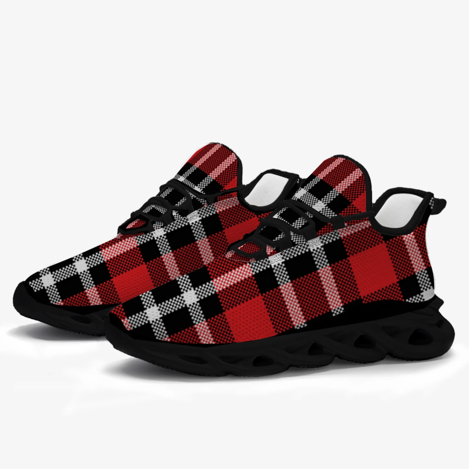 

Classic plaid casual sneakers featuring a lightweight mesh upper for men and women sport shoes