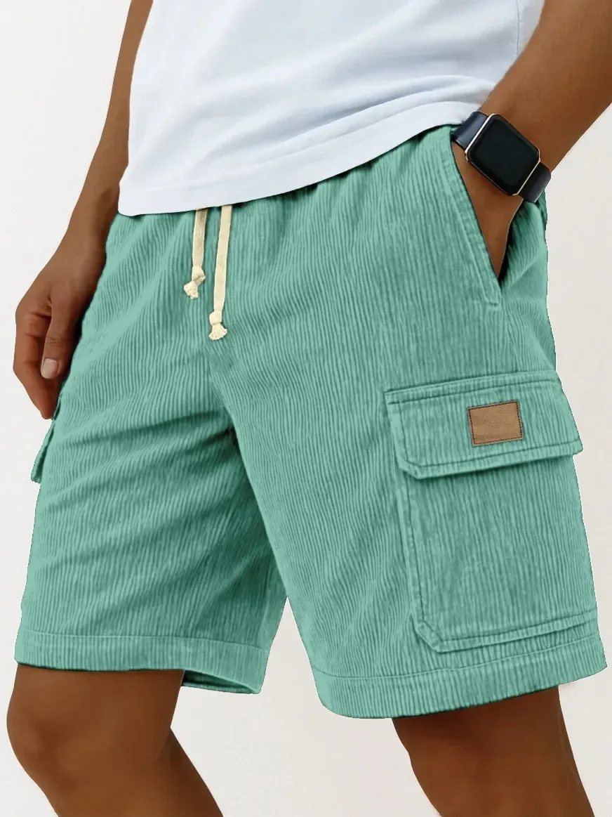 NEUE Sommer-Cord-Sportshorts für Herren, bequeme elastische Strandhose, atmungsaktive Jogginghose für Herren, lockere Jogger-Freizeitshorts – Detail 4