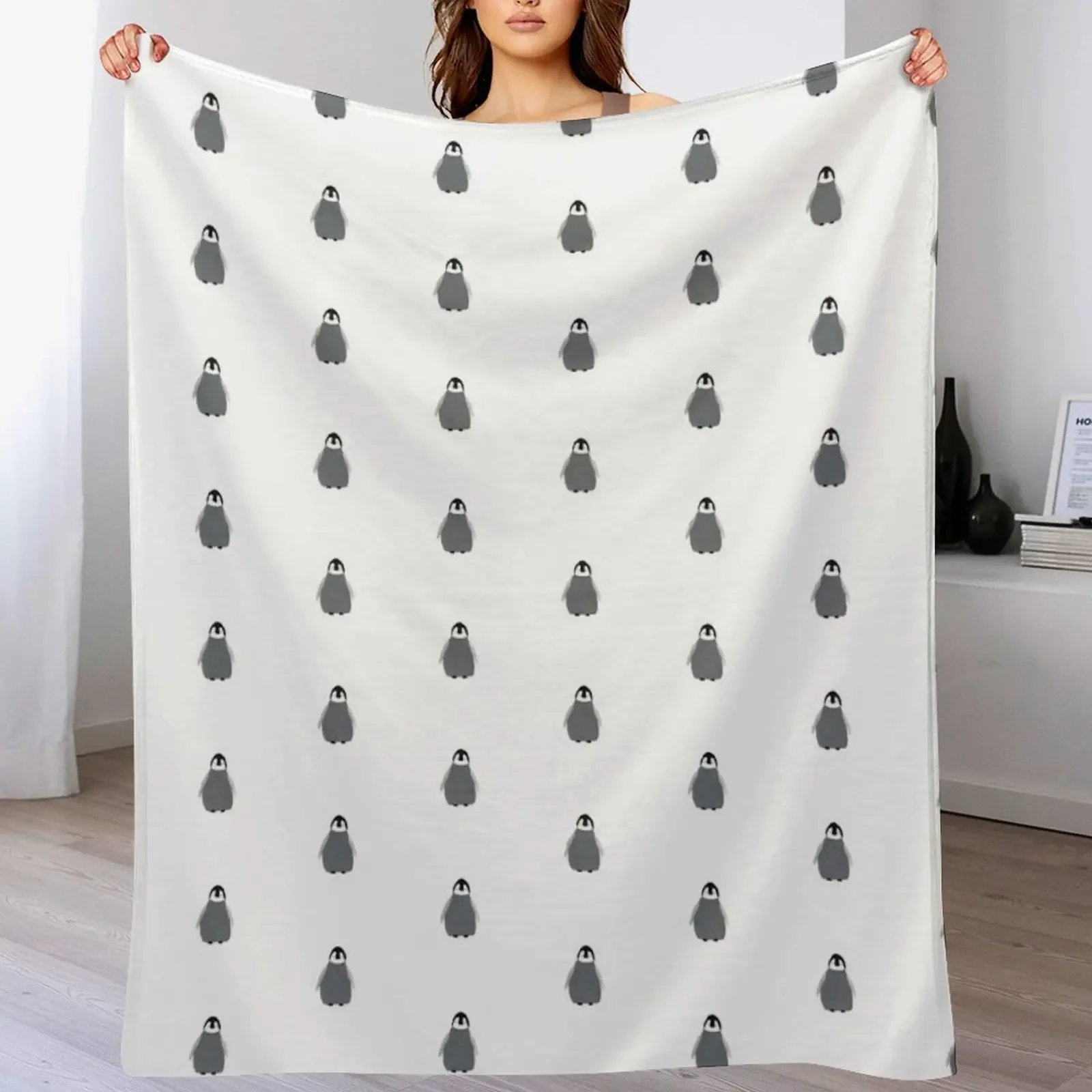 

Cute grey penguin Throw Blanket Blankets For Sofas Furrys Plaid Tourist Blankets