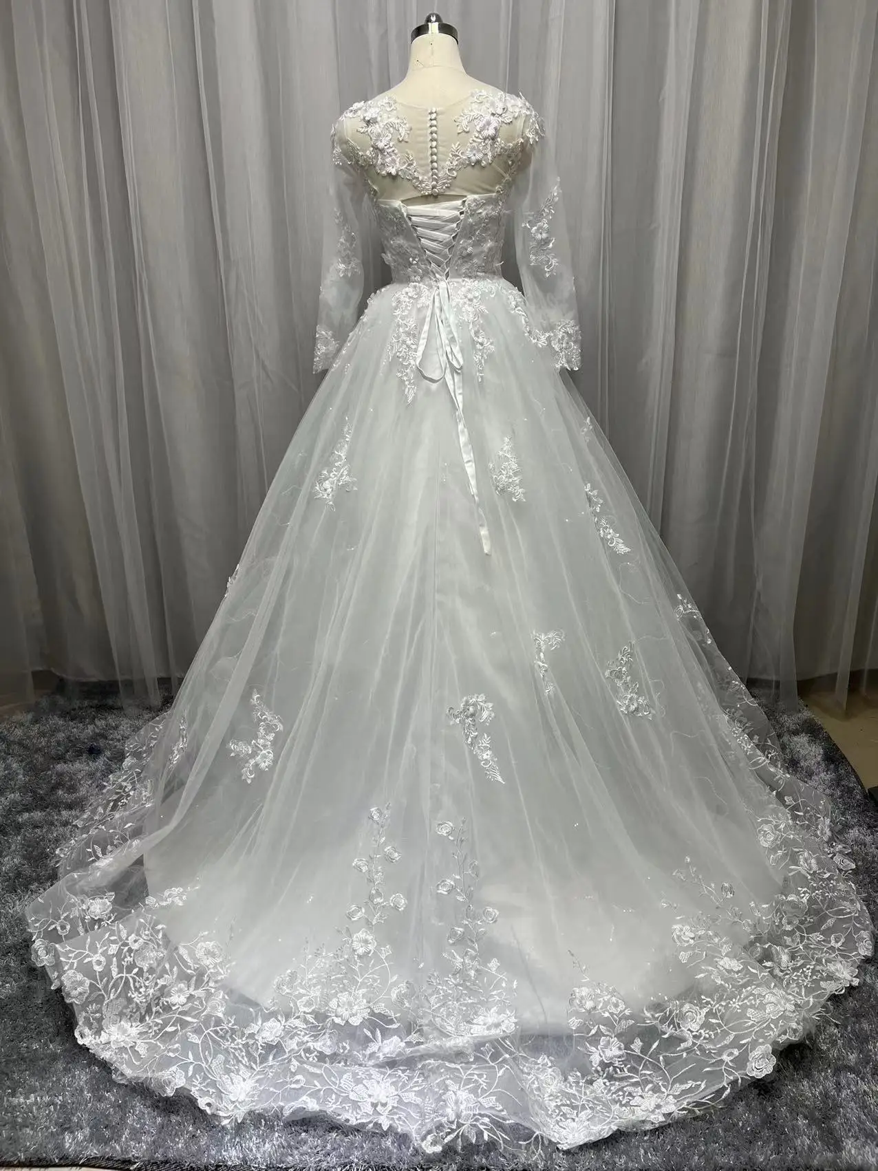 MYYBLE Real Photo Wedding Dress 2023 CustomizedPlus Size Flower Wedding Dresses Long Sleeves Bridal Lace Up Dresses Ball Gowns