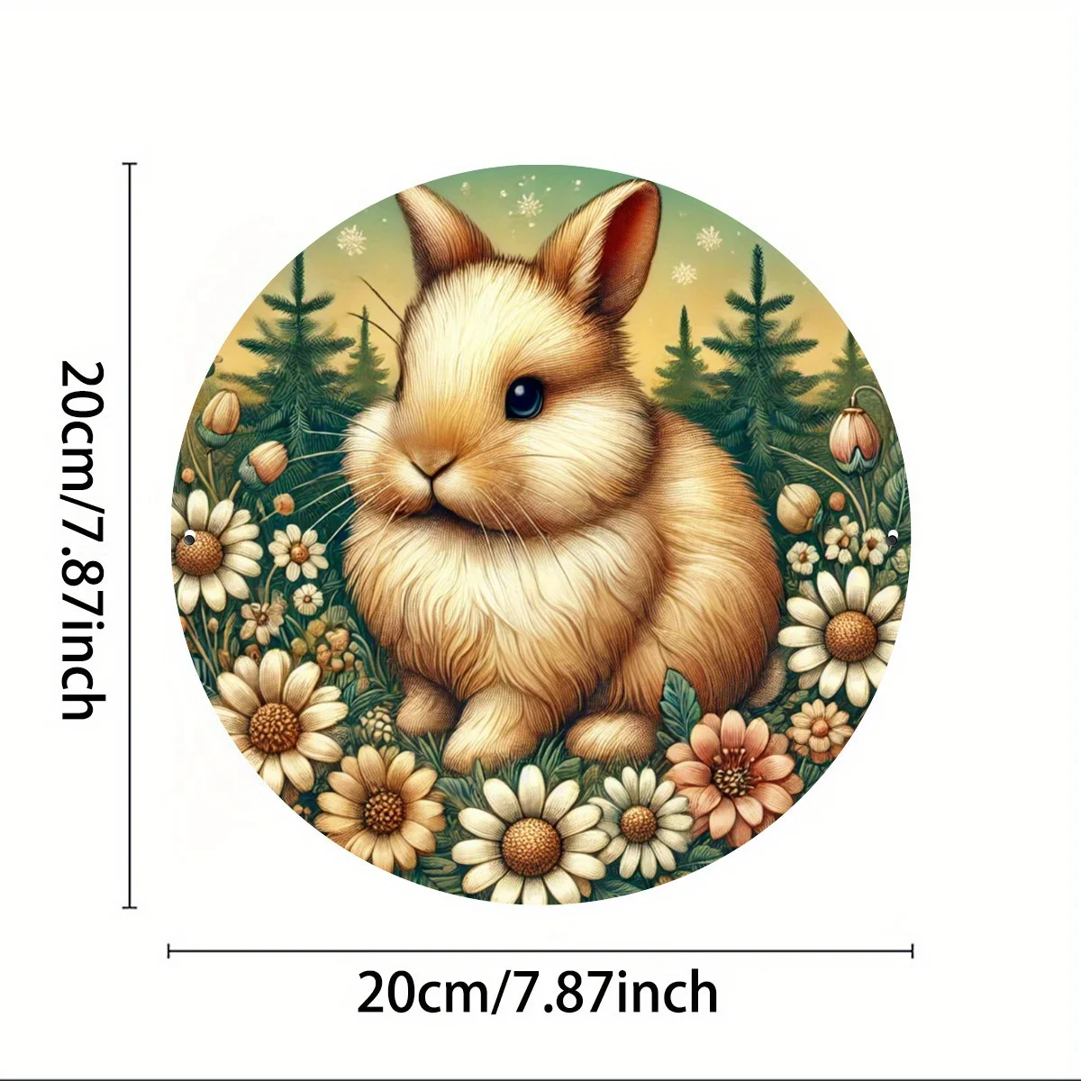 ديكور حائط من الألومنيوم على شكل أرنب وأزهار ساحرة مقاس 8 × 8 بوصة - مقاوم للماء والغبار وسهل التعليق - مثالي للمنزل والمقهى والبار - متين #2