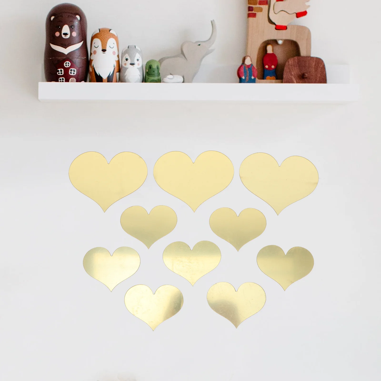 

30Pcs 3D Heart Wall Decals Mirror Gold Silver Mixed Size Self-Adhesive Decorative Stickers for Home Living Room Walls