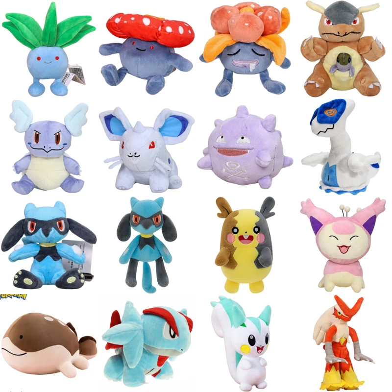 Brinquedos de Pelúcia Pokémon Lugia, Oddish, Vileplume, Gloom, Skitty, Riolu, Pachirisu, Wartortle, Clodsire, Morpeko, Bonecos de Pelúcia, Presentes