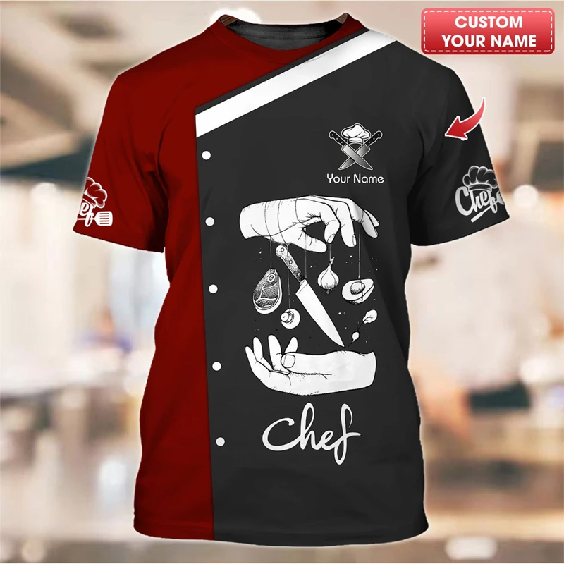 Fashion Chef Graphic T Shirts Summer Casual Short Sleeve Custom Name 3D Printed Work T-shirts Loose Oversized Unisex Tees Tops
