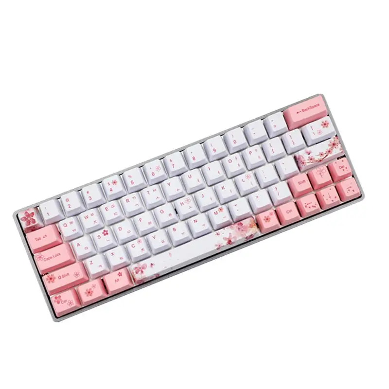 Dye-Sublimation Keycap PBT OEM Keycaps Mechanical Keyboard Cherry Blossom Keycap Korean Japanese Keyboard Drop Shipping