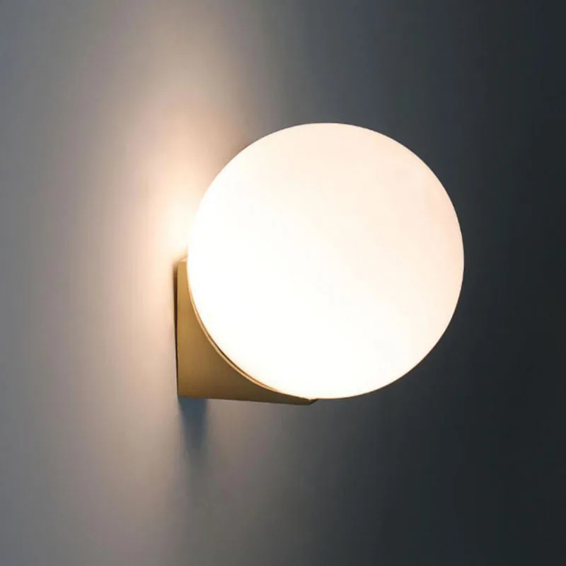 Modern Minimalist White Frosted Glass Ball Wall Lamp LED G9 Lighting Bedside Hallway Interior Decoration Golden Sconce Fixture