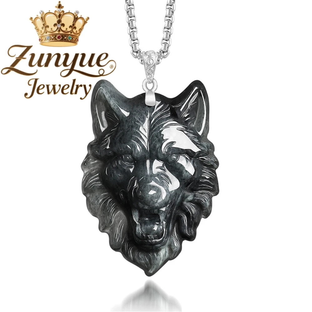 

Элитный набор из серебра S925 с подвеской в виде головы волка из натурального черного жадеита, роскошное качество, модные ювелирные изделия, изысканный элегантный подарок