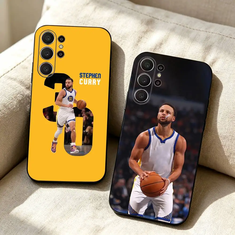Football S-C-Stef Curry NO 30 Phone Case For Samsung S26,S24,S21,S22,Plus S23,S30,Ultra,S20,Fe,Black Soft Silicone