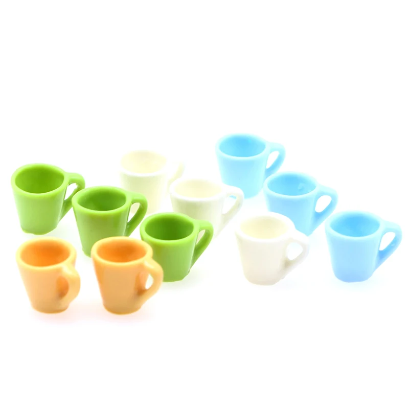 Taza de agua en miniatura para casa de muñecas, 5 piezas, 1:12, Color caramelo, modelo de taza de bebida, juguete de simulación para niños, accesorios para casa de muñecas