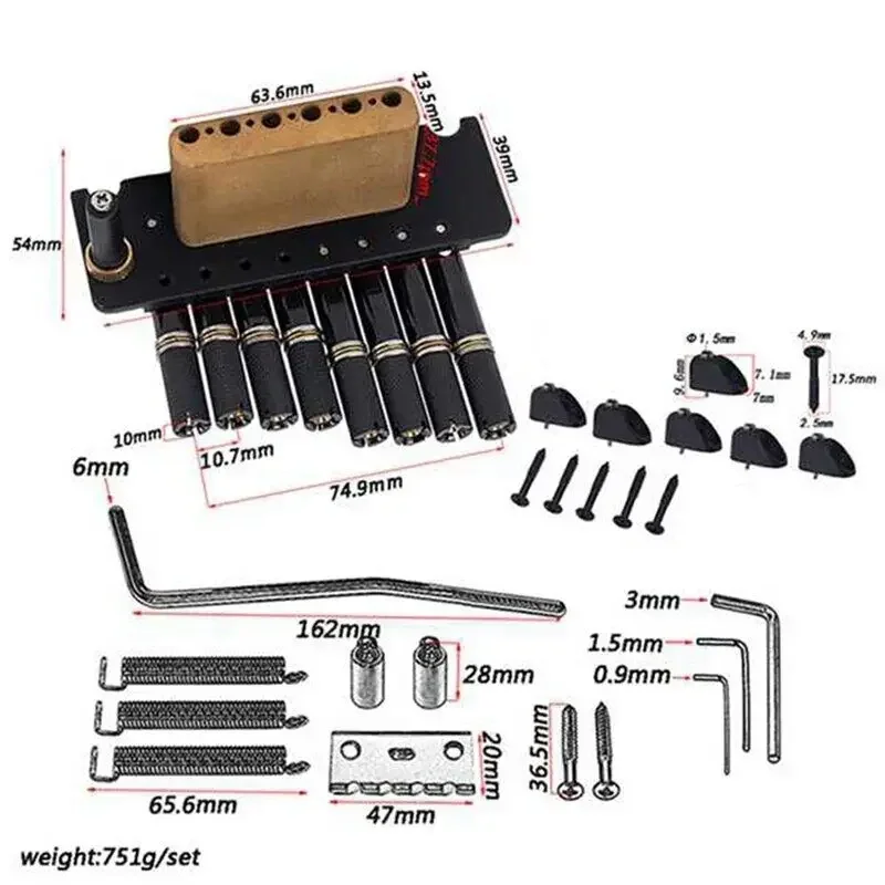 

8-String Headless Guitar Bridge Set, Tremolo Bridge, Professional Guitar Accessories