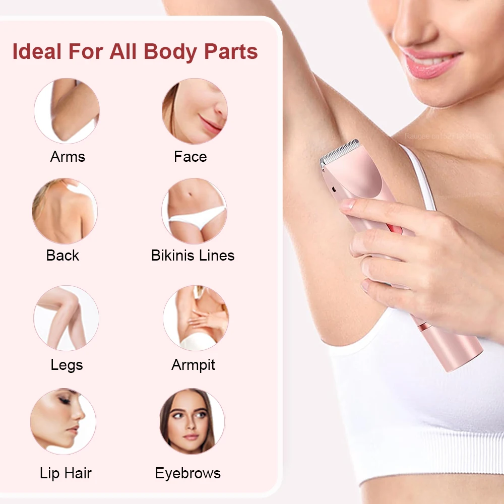 Epilator Painless Hair Removal 2 In 1 Body Trimmer Shaver For Sensitive Areas Bikini Armpit Legs Electirc Hair Removal Epilator