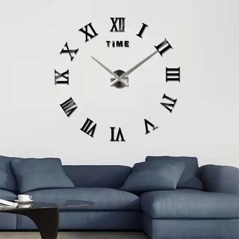 2022 New 3D Roman Numeral Acrylic Mirror Wall Clock Sticker Fashion DIY Quartz Clocks Watch Home Decoration Living Room Stickers