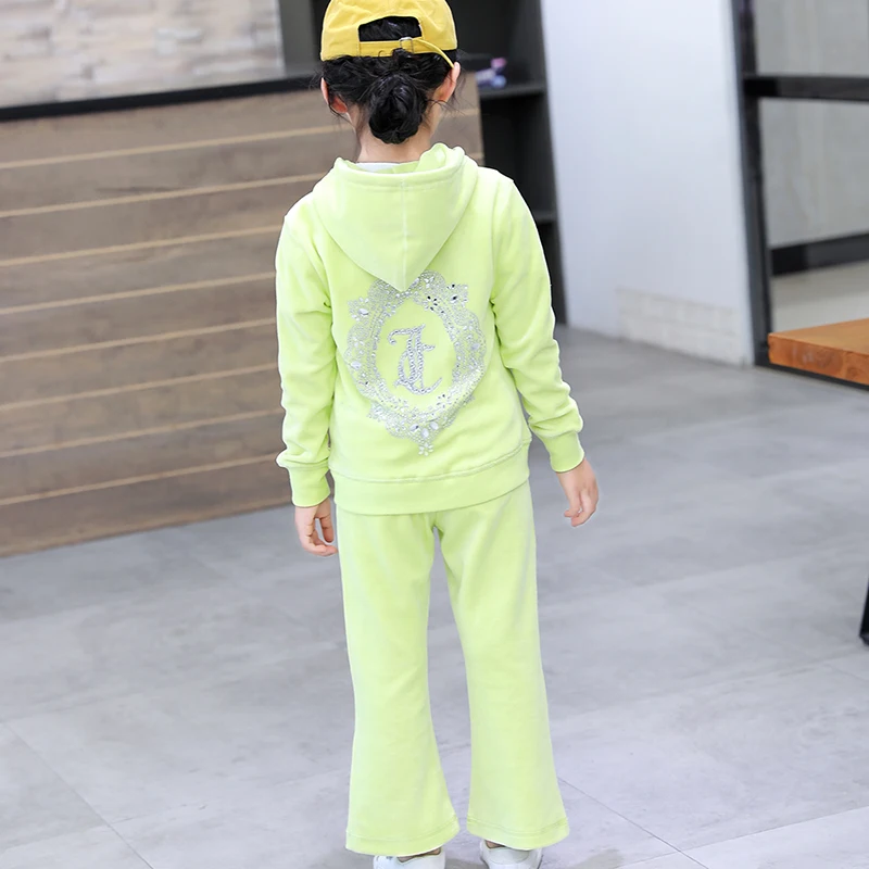 Children's Top and Bottom Clothes Set Velvet Tracksuit for Kids Fall/Winter Juicy Coursera Girl's Clothing Set