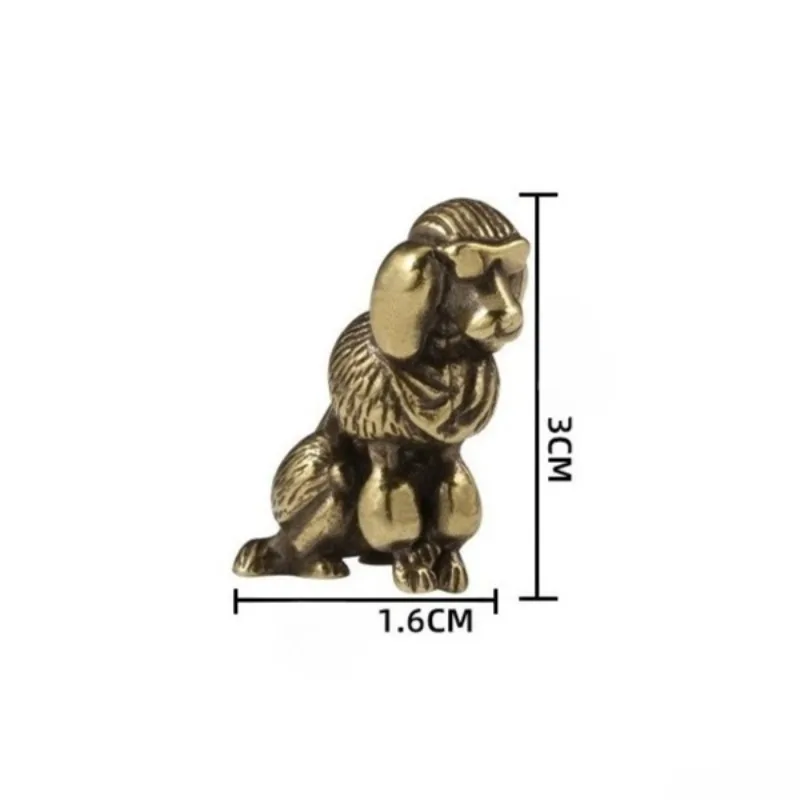 1 PC Home Decoration Retro Poodle Dog Brass Ornament Antiqued Patina Design Chinese Zodiac Dog Vintage Copper Craft Collectible