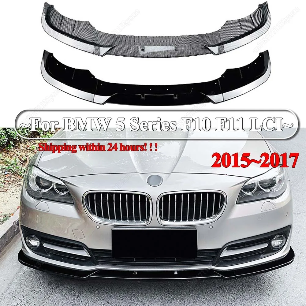 

3Pcs Car Front Bumper Spoiler Lip Lower Splitter For BMW 5 Series F10 F11 LCI 2015-2017 ABS Black / Carbon Look Body Kits Tuning