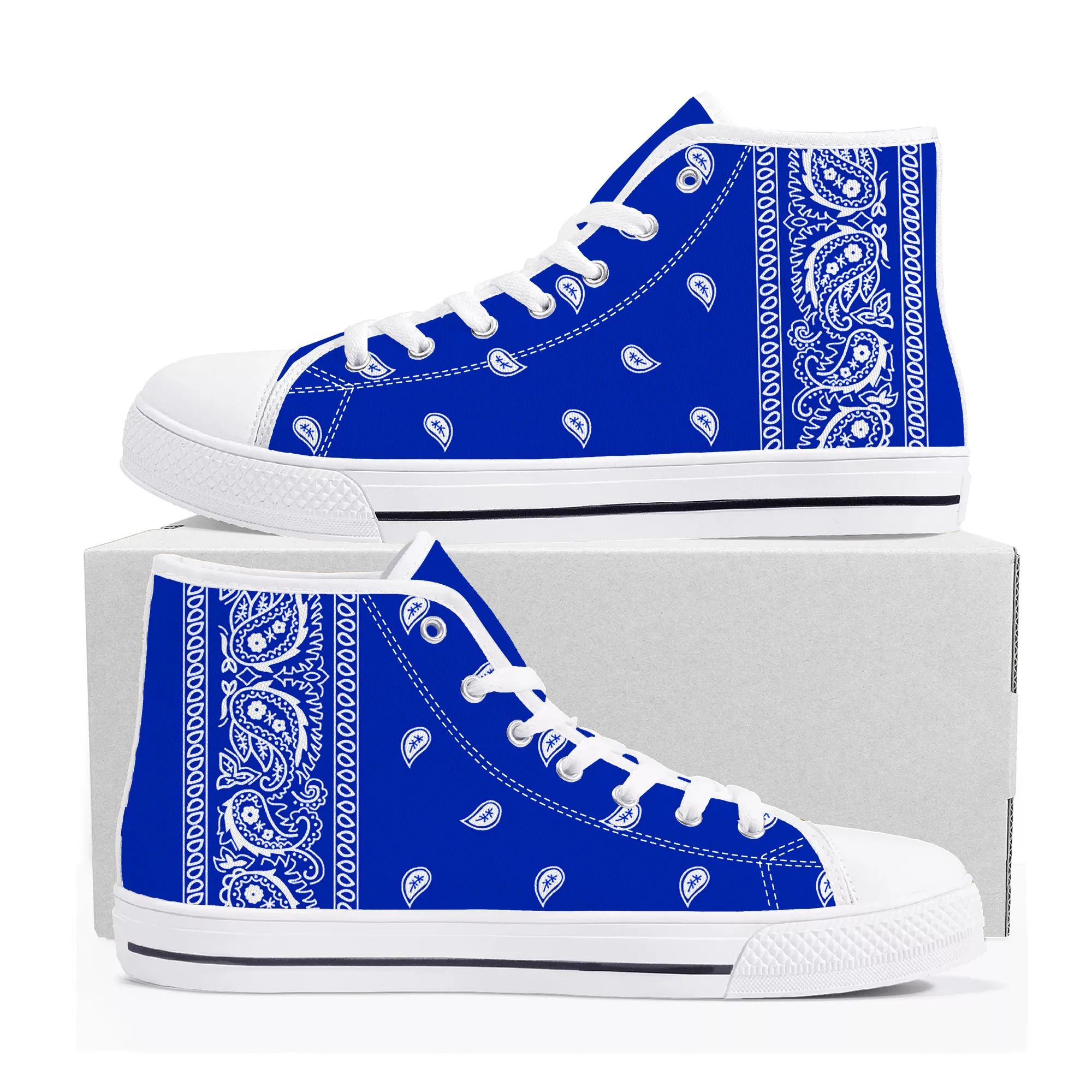 Bandana Paisley High Top Sneakers Mens Womens Teenager High Quality Canvas Sneaker couple Casual Shoe Customize Shoes