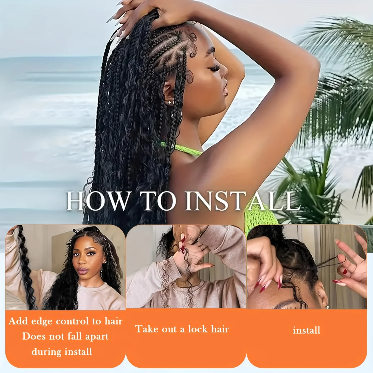 Extensión de cabello rizado grande bohemio sintético de 18/24 pulgadas, cabello tejido húmedo y ondulado, 2 mechones, extensión de cabello bohemio ondulado con agua