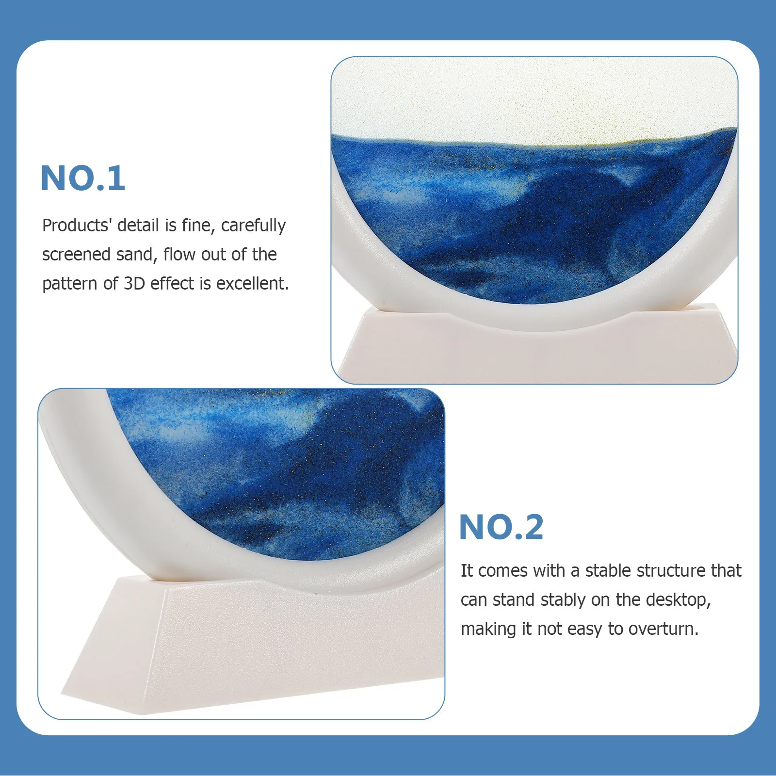 صورة فنية رملية متحركة ثلاثية الأبعاد لوحة رملية مستديرة ديناميكية لتزيين مكتب المكتب المنزلي تصميم منظر طبيعي قابل للتركيب على الحائط #1