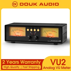 Douk Audio Analog Dual VU Meter MIC+LINE Stereo Music Spectrum Display Sound Level Indicator 4-Port Audio Splitter Switcher Box