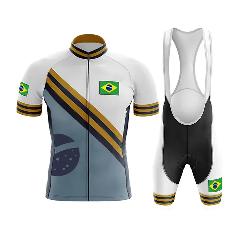 2021 Brazil New Cycling Team Jersey Bike Shorts Bib Set Ropa Ciclismo MenS MTB Shirt Summer Bicycling Maillot Bottom Clothing