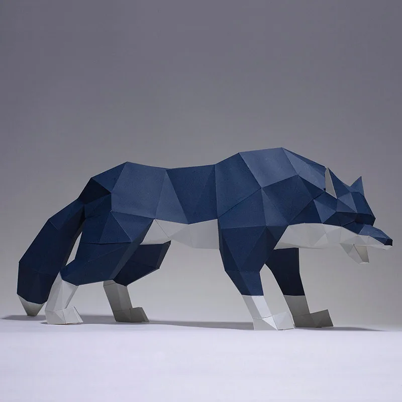 Wolf 3D Paper Model Home Room Ornaments DIY Geometric Paper Craft Hallway Decor Low Poly Origami Handmade Puzzles Papercraft Toy