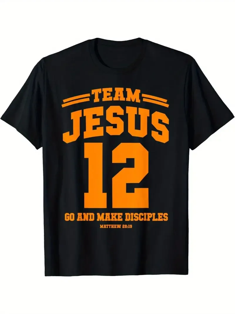 

Team Jesus 12 Graphic T-Shirt - Men's Casual Cotton Tee with Inspirational Print