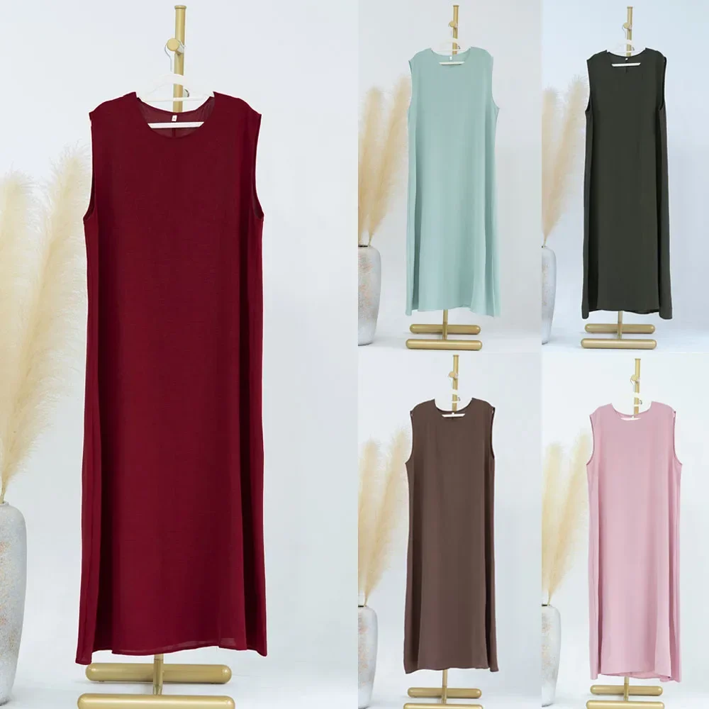 

Eid Ramadan Long Dresses Muslim Abayas For Modest Women All Match Sleeveless Maxi Dress Turkey Kimono Robe Dubai Moroccan Caftan