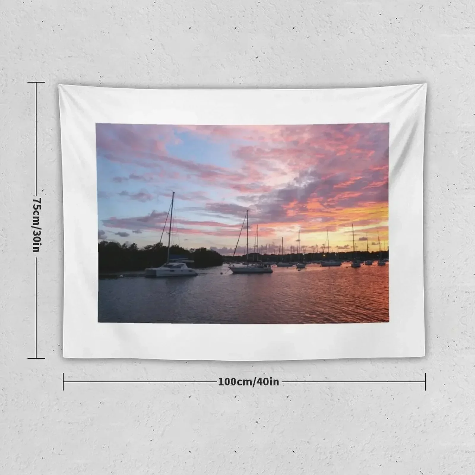 Coconut Grove Sunset Tapestry Aesthetic Room Decor Funny Tapestry