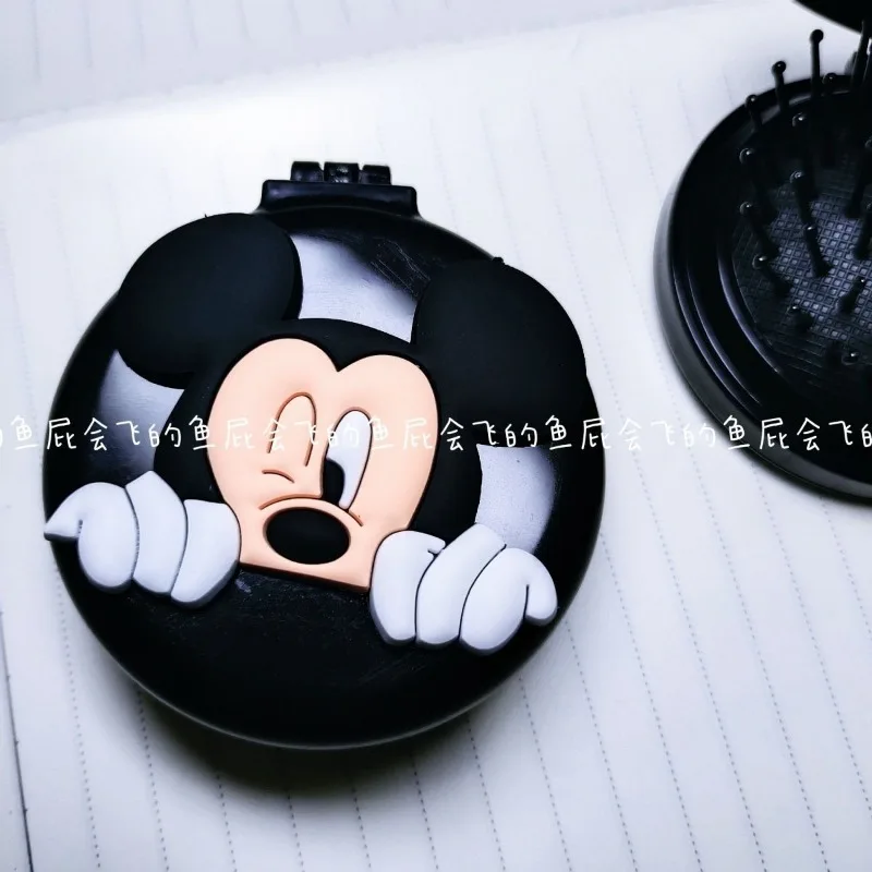 New Mickey Mouse Mini Portable Folding Clamshell Airbag Mirror Comb Portable Comb and Mirror Dual-use All-in-one Cute Comb