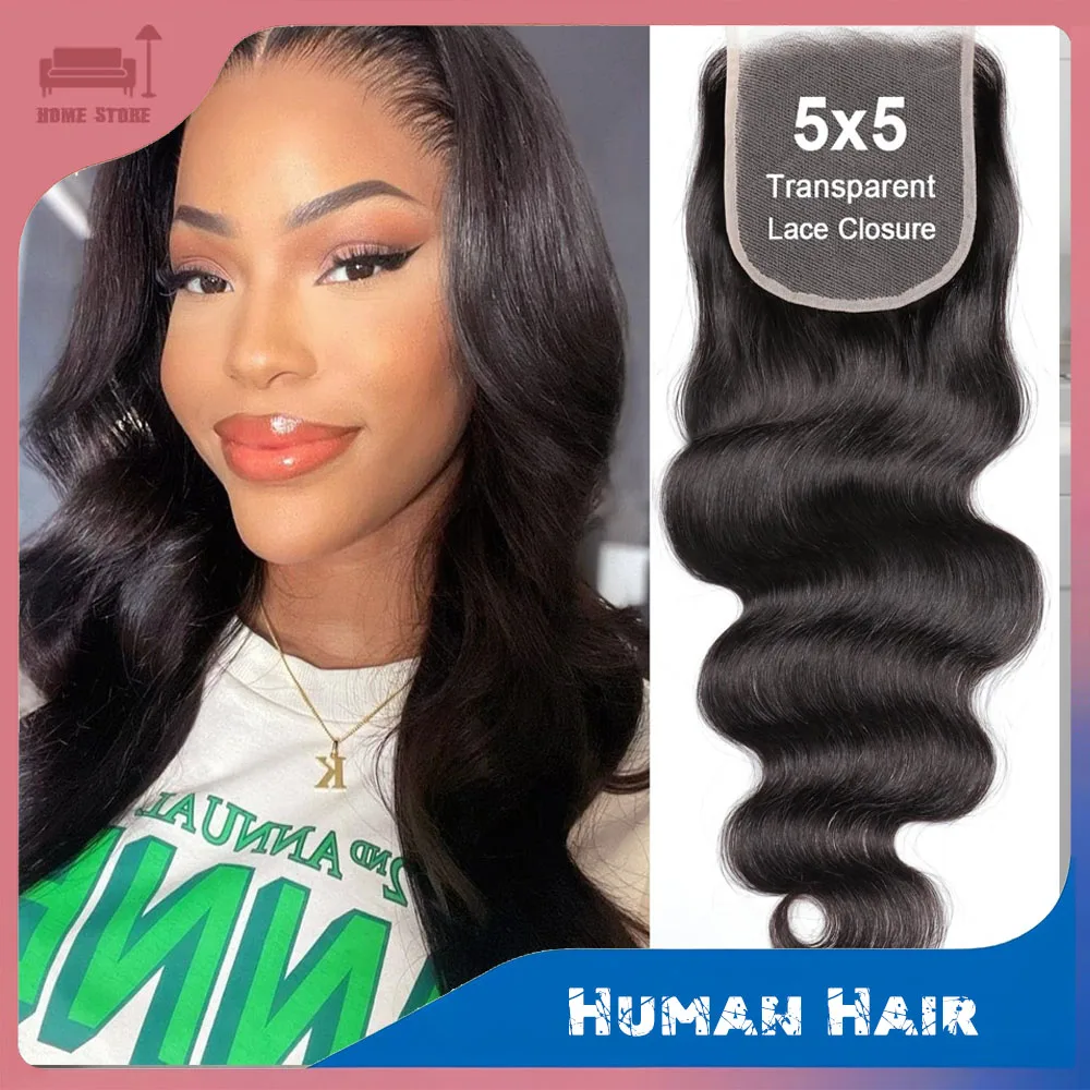 

5x5 HD Lace Closure Human Hair Body wave Closure Unprocessed Virgin Human Hair Lace Frontal Closure Pre Plucked with Baby Hair