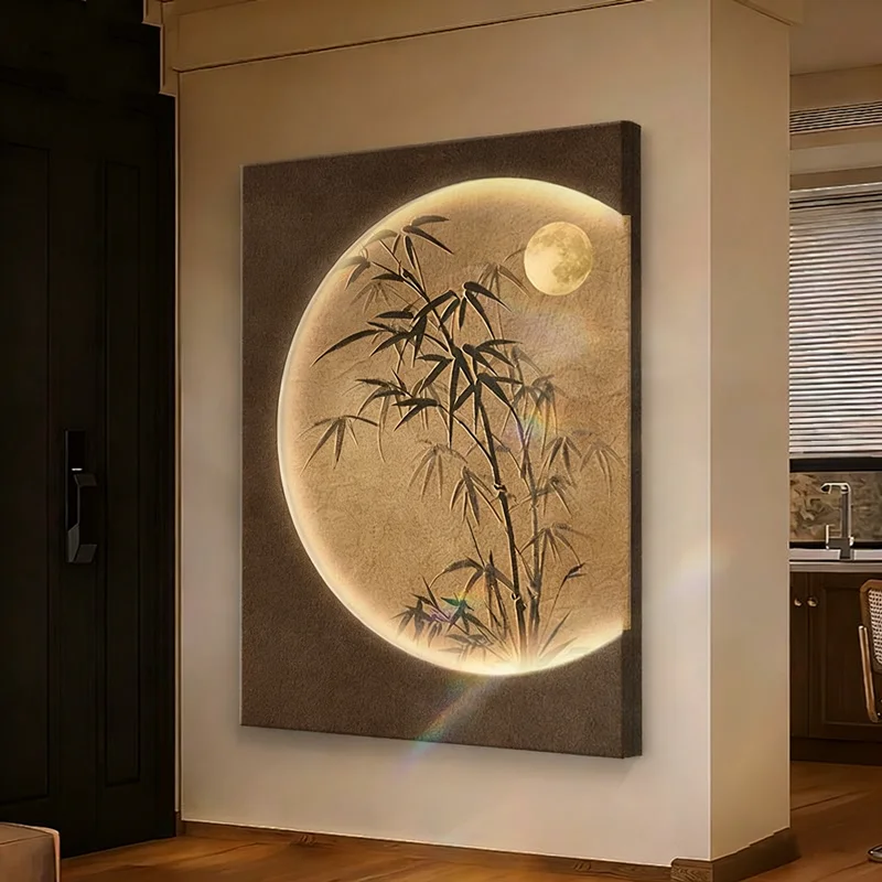 Entrance Decoration Painting Living Room Background Wall Hanging Painting Ancient Style Texture Sandstone Wall Lamp Painting