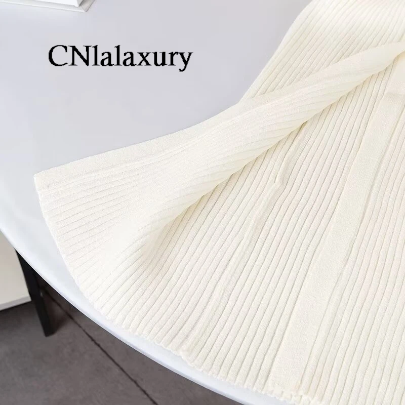 CNlalaxury Women 2024 Summer New Fashion Vest abito lavorato a maglia Chic con scollo a v Button Slim All-match abiti Vestidos Mujer