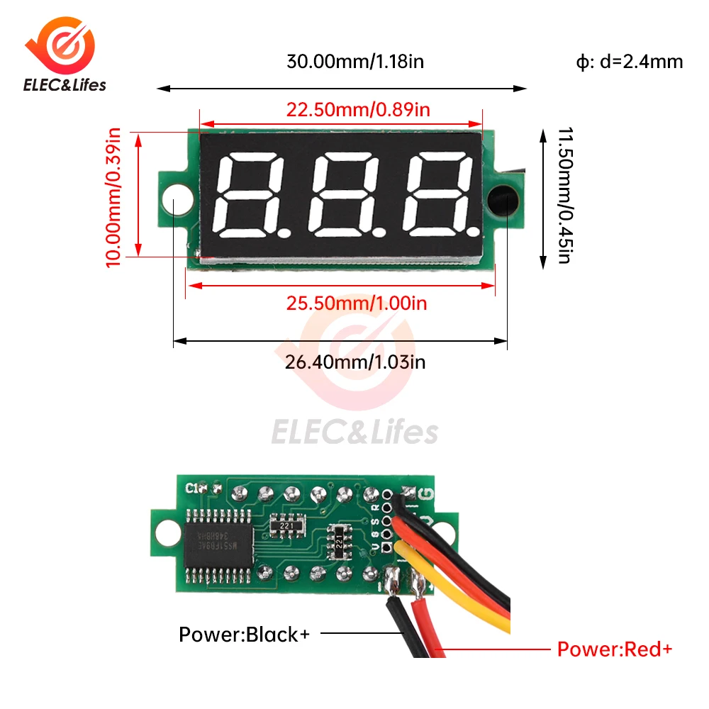 0.28 بوصة درجة الحرارة LED ميزان الحرارة الرقمي NTC مسبار مقاوم للماء-50 ~ 125 ℃   ميزان حرارة رقمي عالي الدقة تيار مستمر 4 ~ 28 فولت