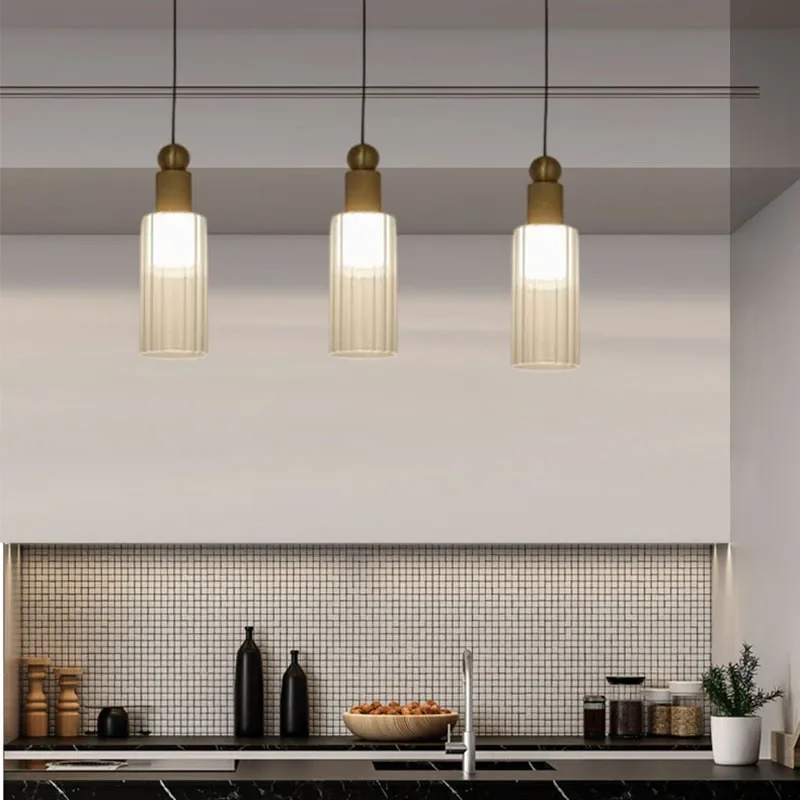 

Modern Copper Glass Pendant Light Restaurant Bar Bedroom Lamp 3 Changeable Dropshipping Cord Adjustable