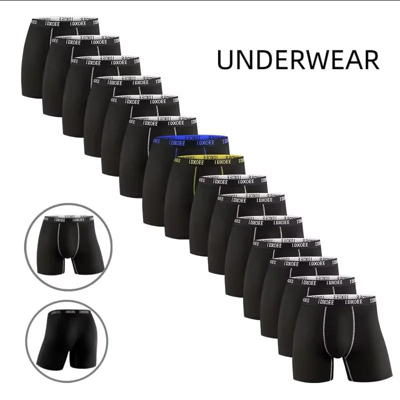 Men's Sports Breathable Mid Length Shorts Antibacterial Boxer Shorts Summer Sports Underwear Comfortable Mid-Waist Elastic Short