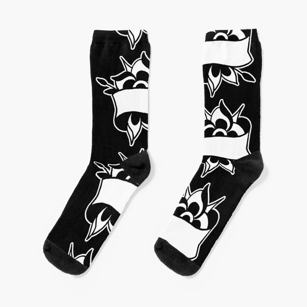 

Tattoo Inspired Cherry Blossom With Banner Socks essential new in's ankle loose Men Socks Women's