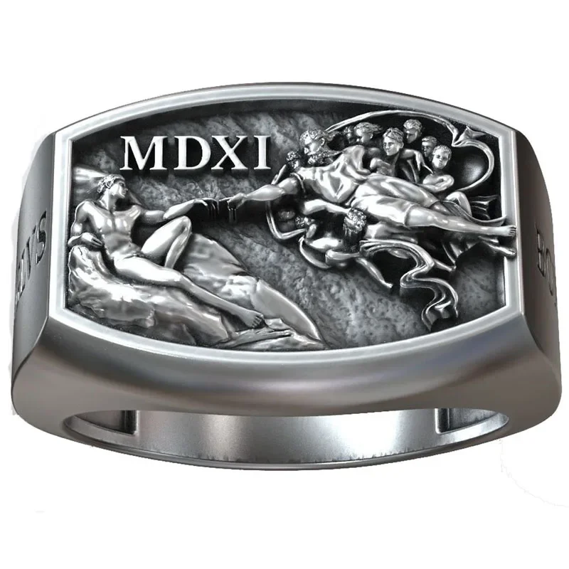 12g Hand Of God Michaelangelo Sistine Chapel Signet Artistic Relief Gifts Ring  Customized 925 SOLID STERLING SILVER Many Sizes