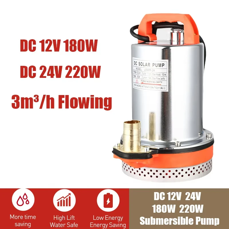 

180W 220W DC Water Pump Submersible Pump Battery Electric car household agricultural water pump 12V 24V Deep Well Screw pump